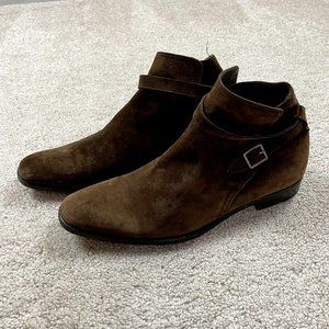Salvatore Ferragamo Jodhpur Ankle Strap Boots in Brown Suede Leather Size 11D